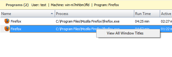 HomeGuard Activity Monitor, view window titles of a program