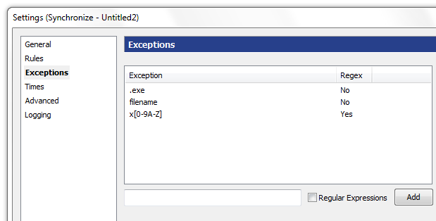 add exclusions