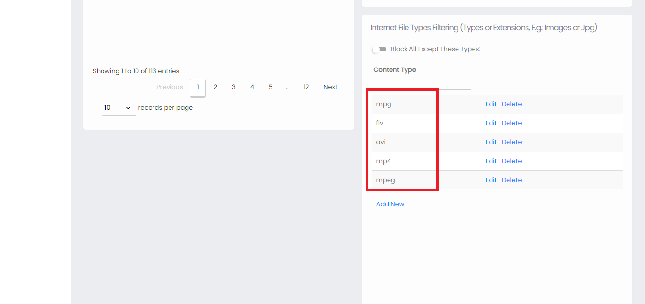 Content filter block list