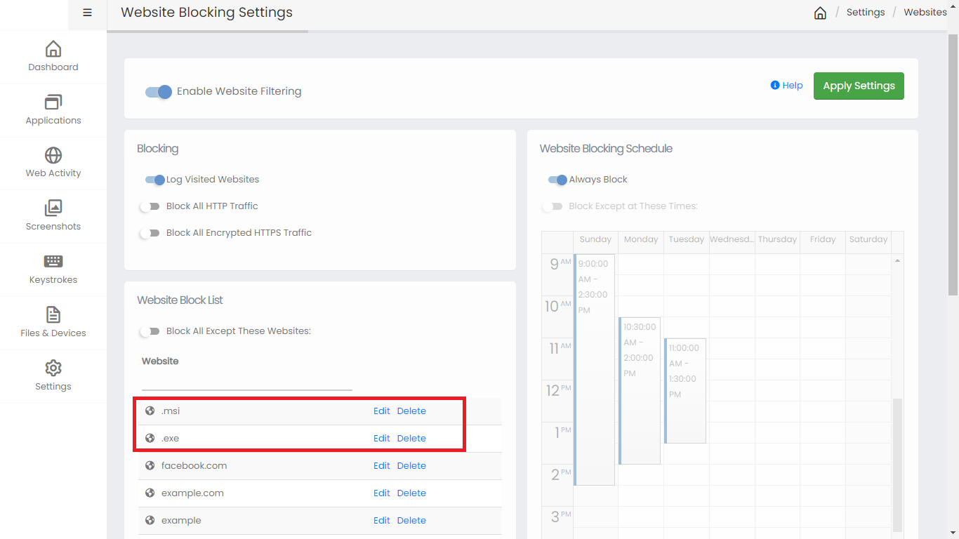 Blocking exe downloads by extension